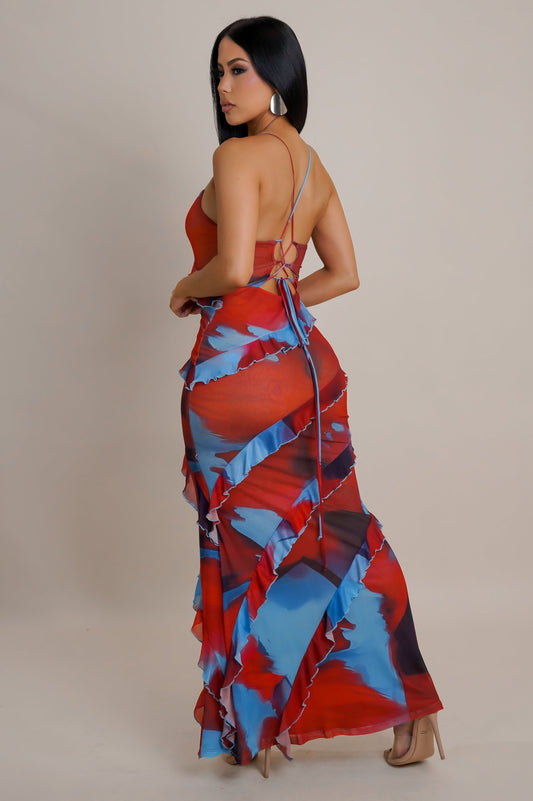 Blue & Red Dreams Maxi Dress