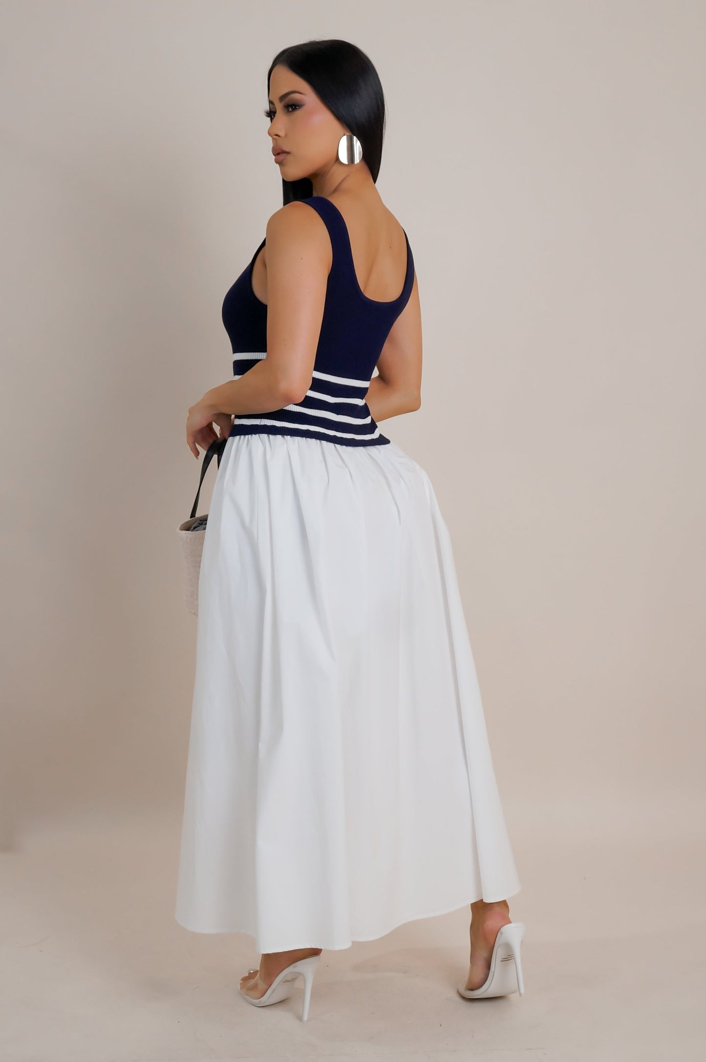 Contrast Loose Midi Dress