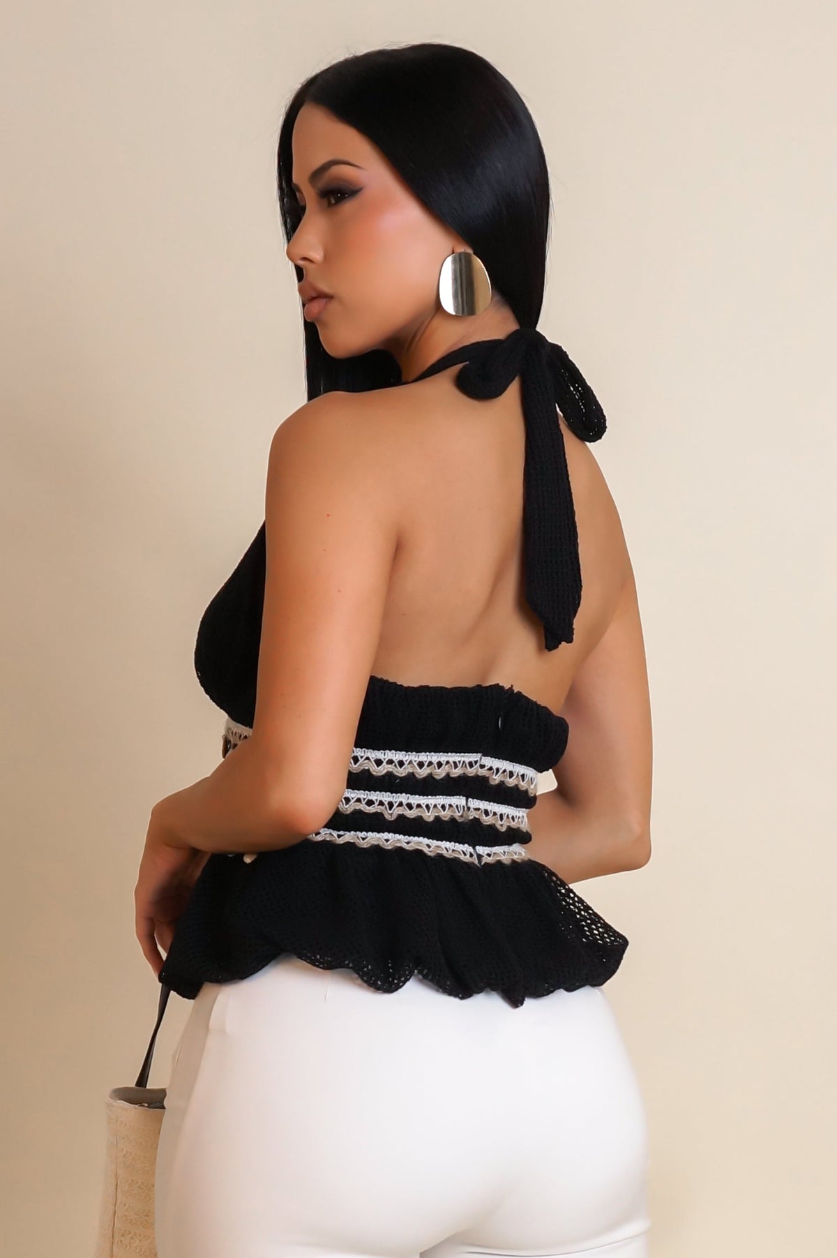 Top Curto Halter com Conchas da Praia