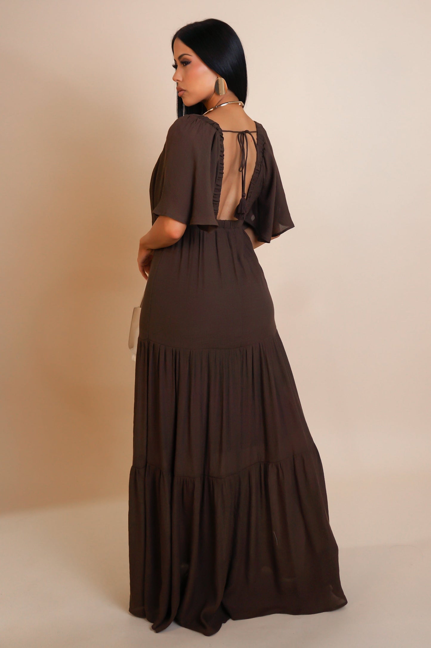Maya Open Back Tiered Maxi Dress