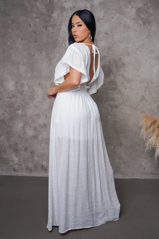 White Flowy Maxi Dress