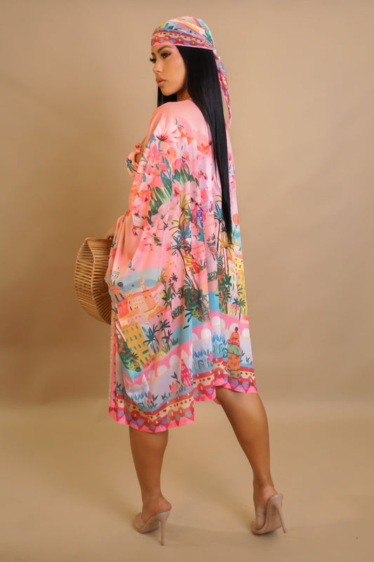 Fine Wine Bikini & Coverup Swimwear Set- PInk