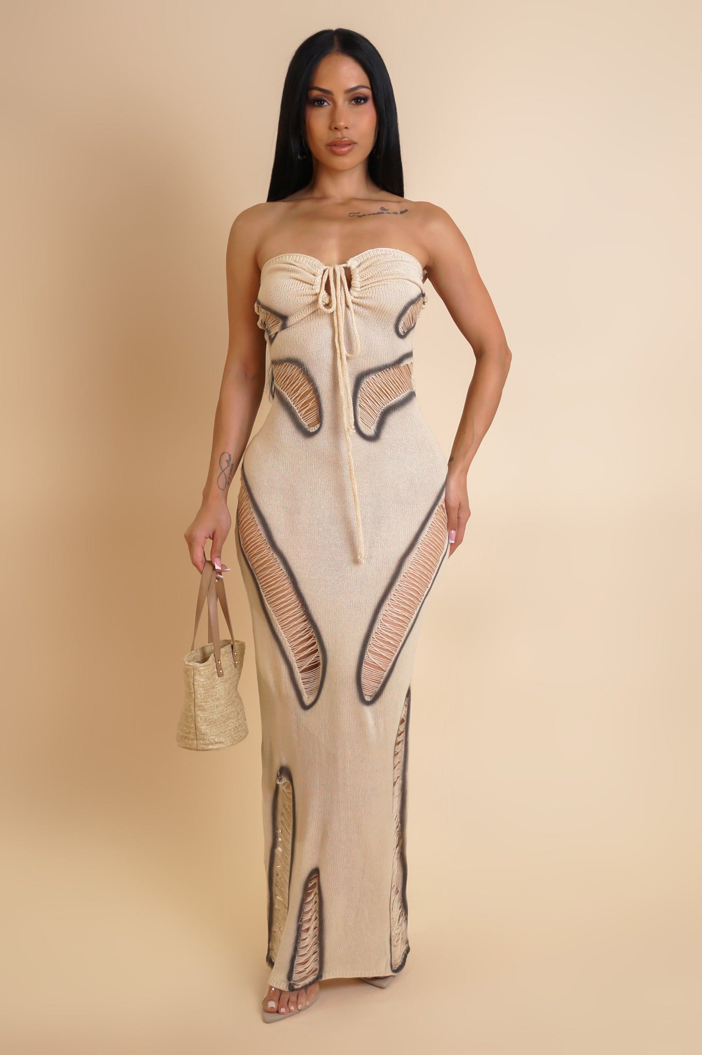 Acrylic Knit Cream Dress/Swimwear Coverup