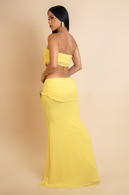 Tempt Me Slit Maxi Dress- Yellow