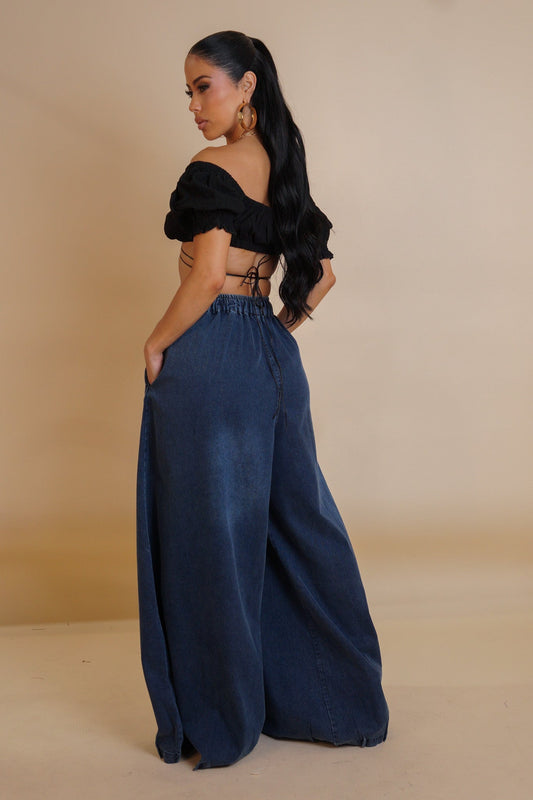 Oversized Denim Pants- Dark Wash