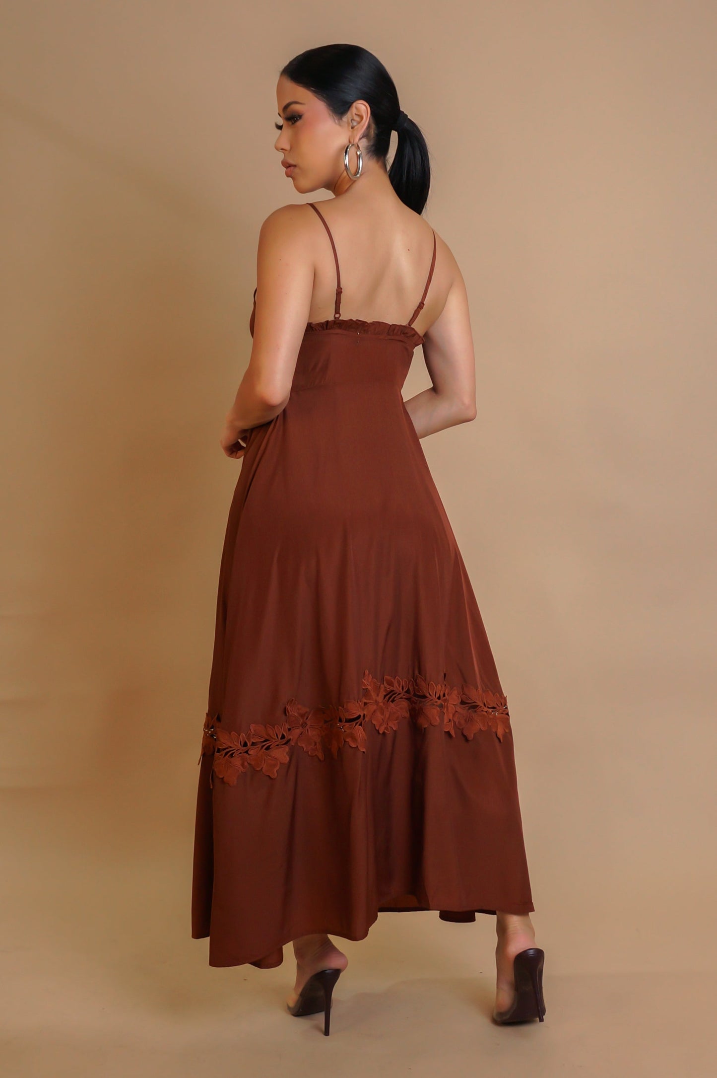 Good Looking Slit Maxi Top- Brown