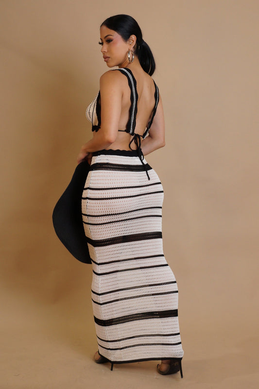 Weekender Beach Skirt Set- Black/White
