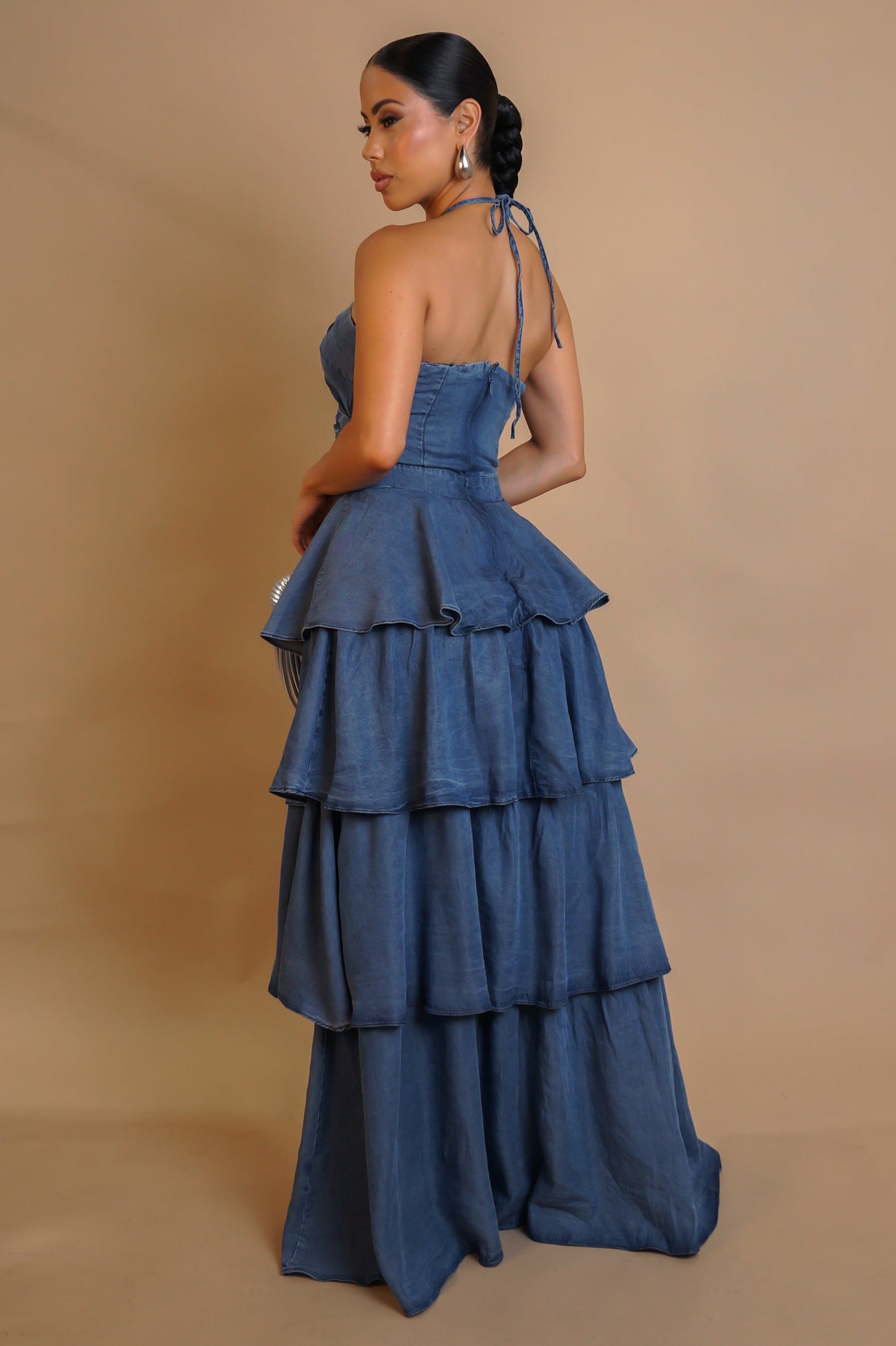 Layla Denim Tiered Maxi Dress