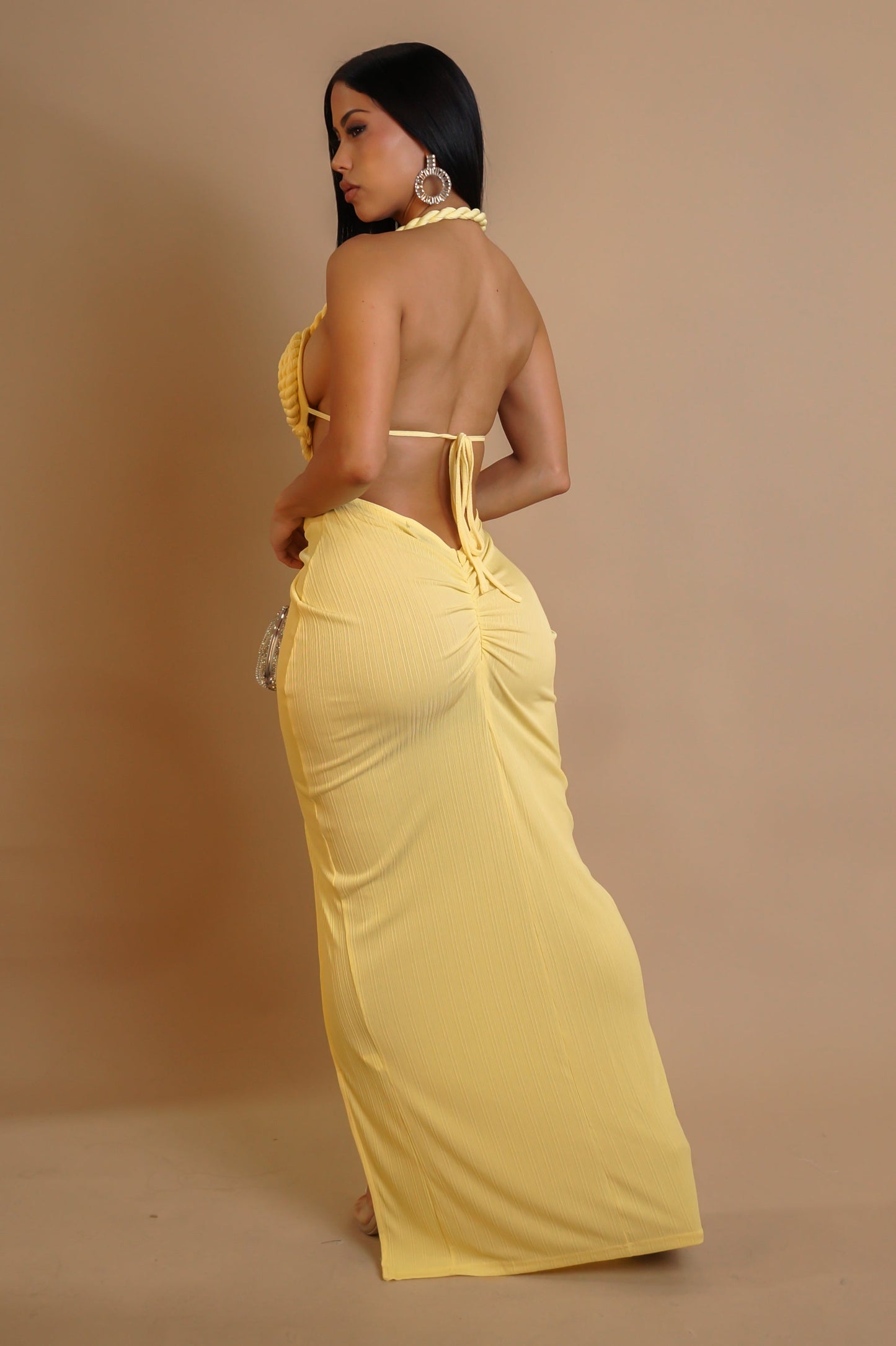 Desire Roped Chest Maxi Dress- Yellow