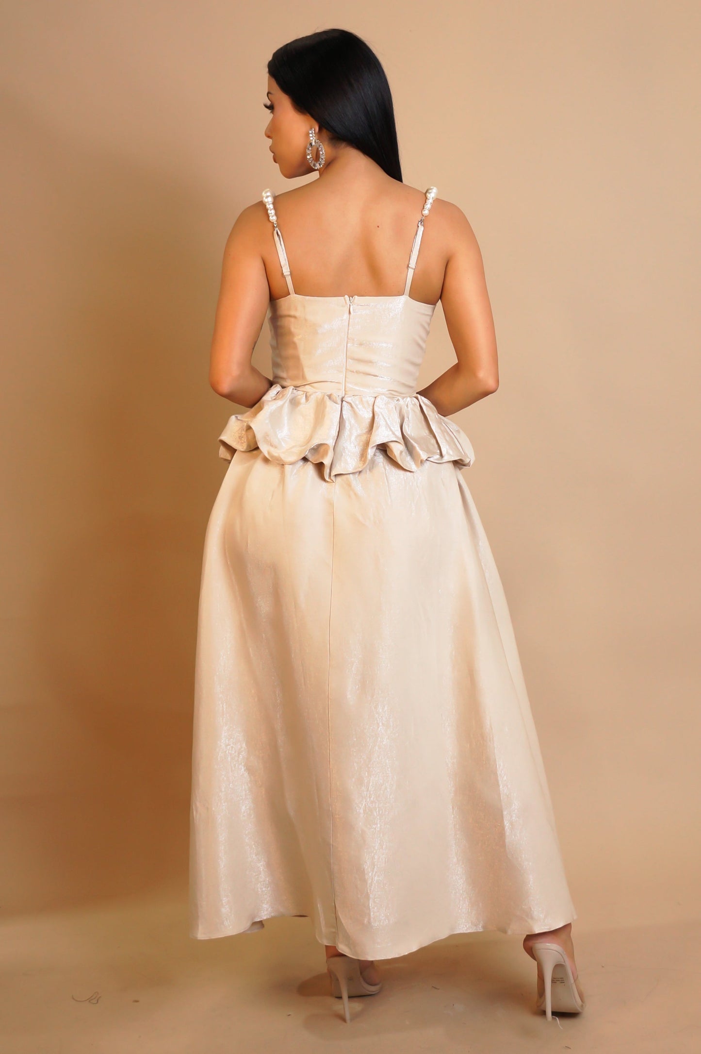 Peplum Dress- Champagne