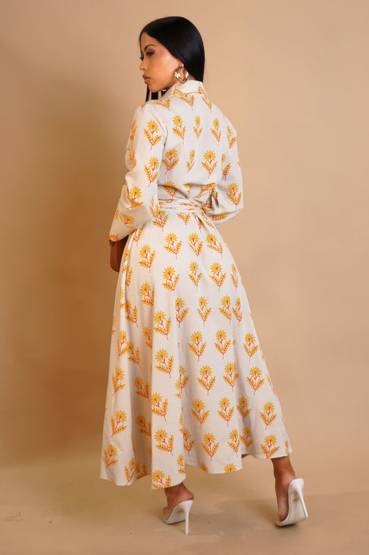Yellow Bloom Midi Dress