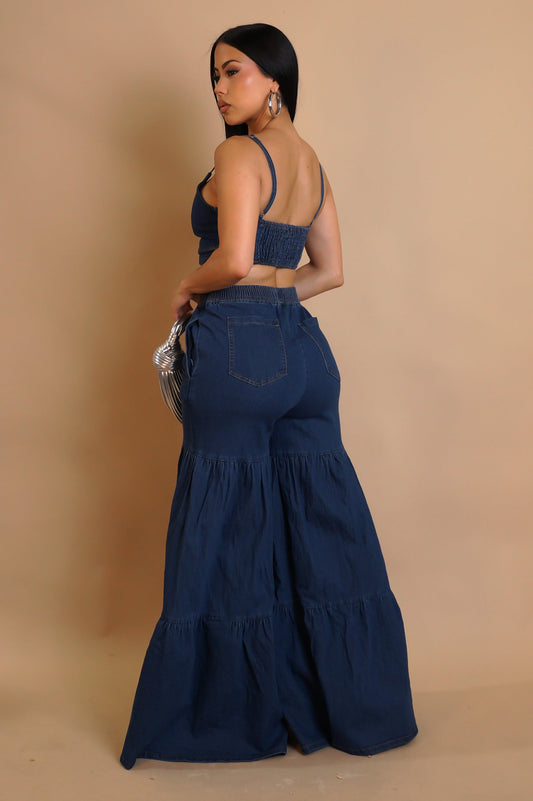 Adjustment Denim Pants Set