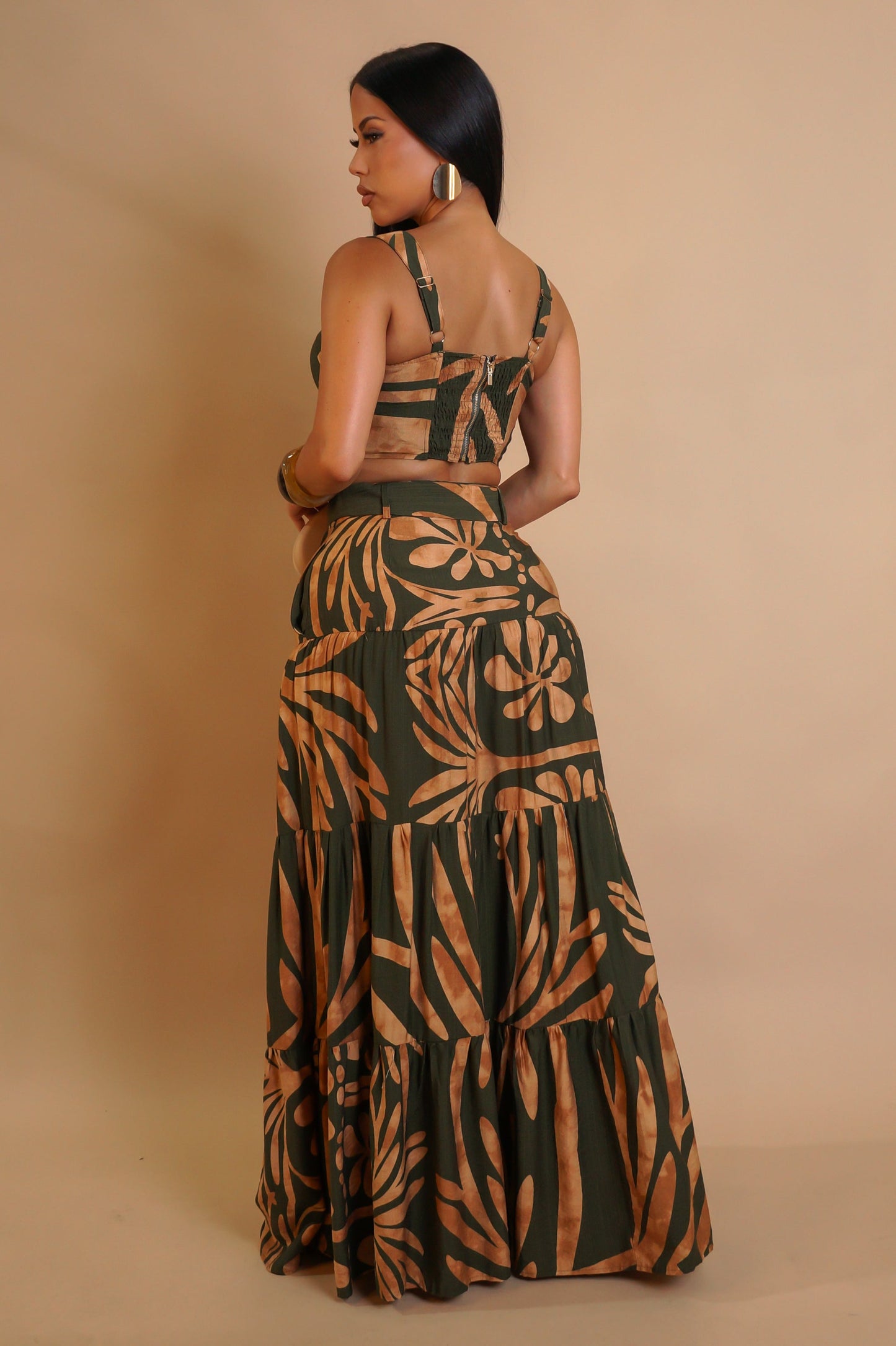 Unavailable Skirt Set- Brown/Green