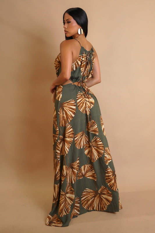 Olive Vacation Resort Maxi Dress