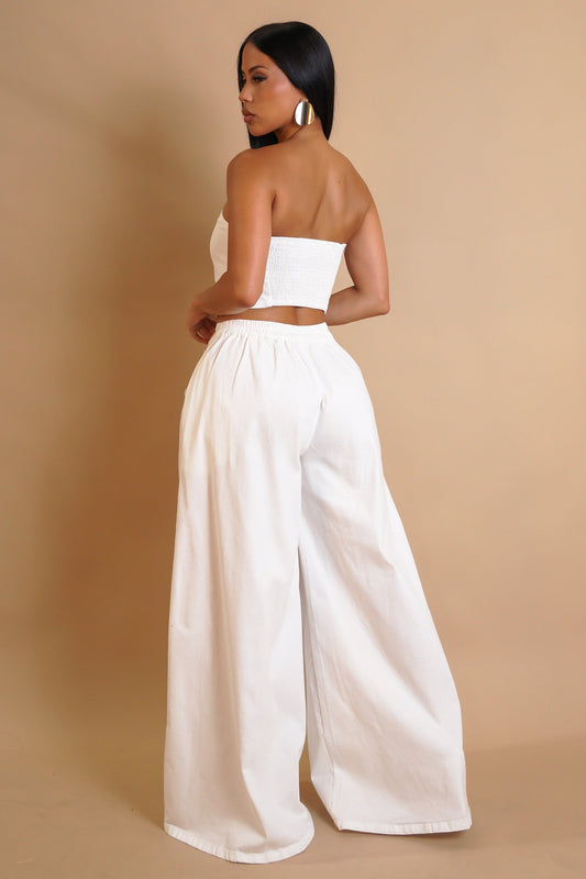 Unstable Denim Pants Set- White