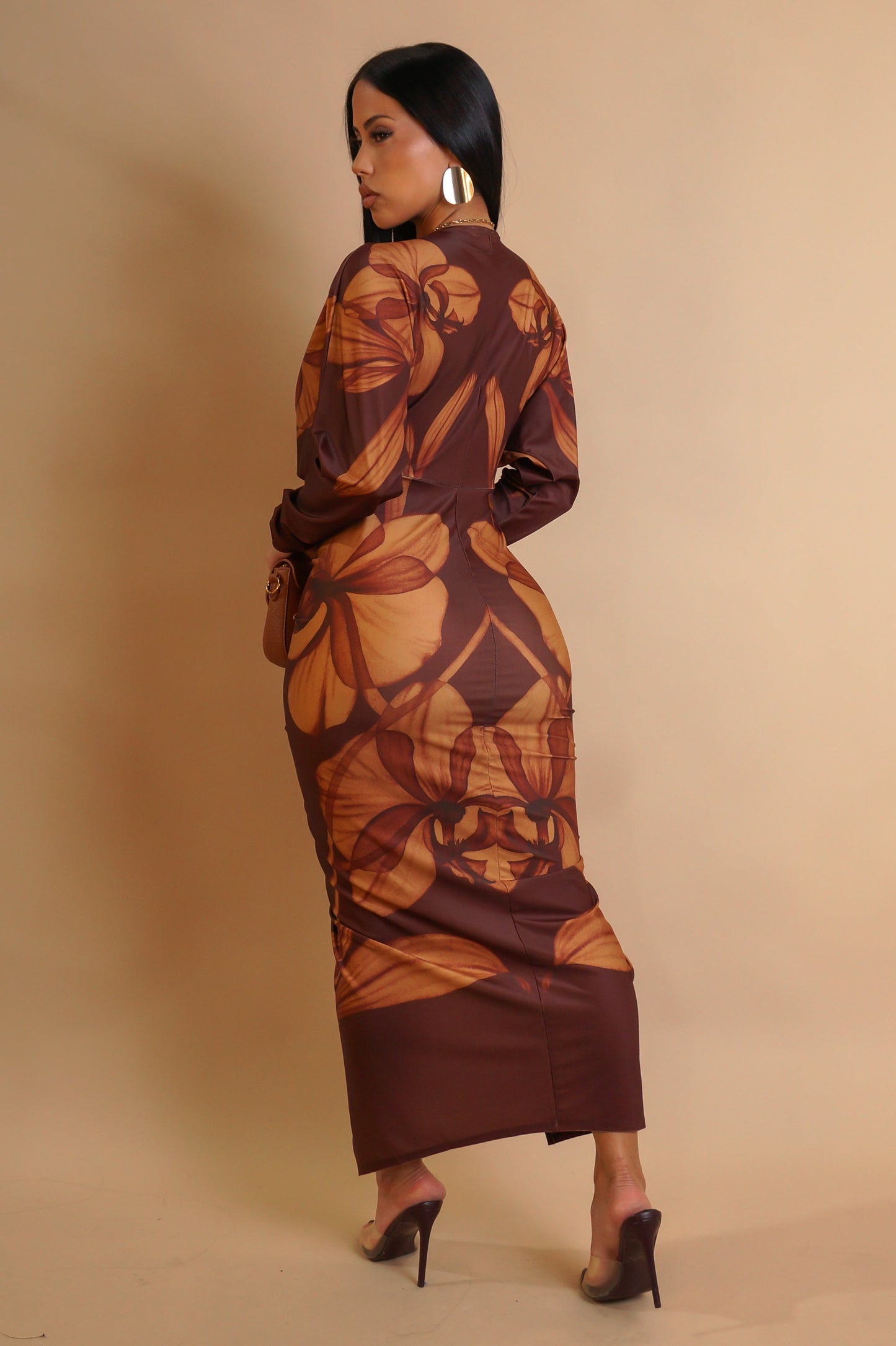 Ms. Dark Browning Long Sleeve Edition Midi Dress
