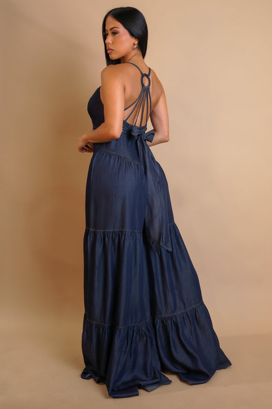 Denim Corset Wide Leg Jumpsuit