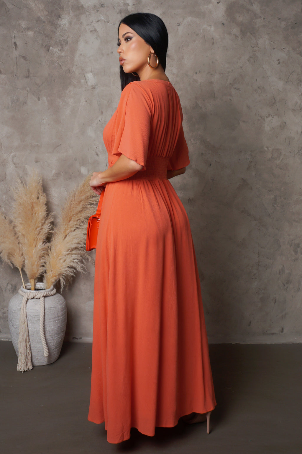Vestido Longo Laranja Liso