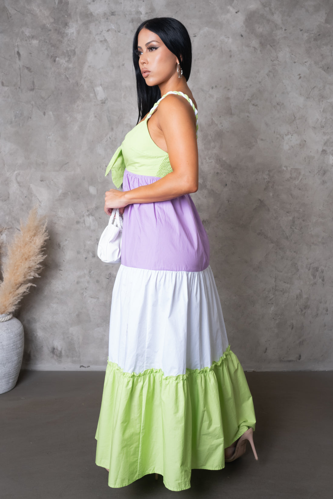 Colorblock Tiered Maxi Dress