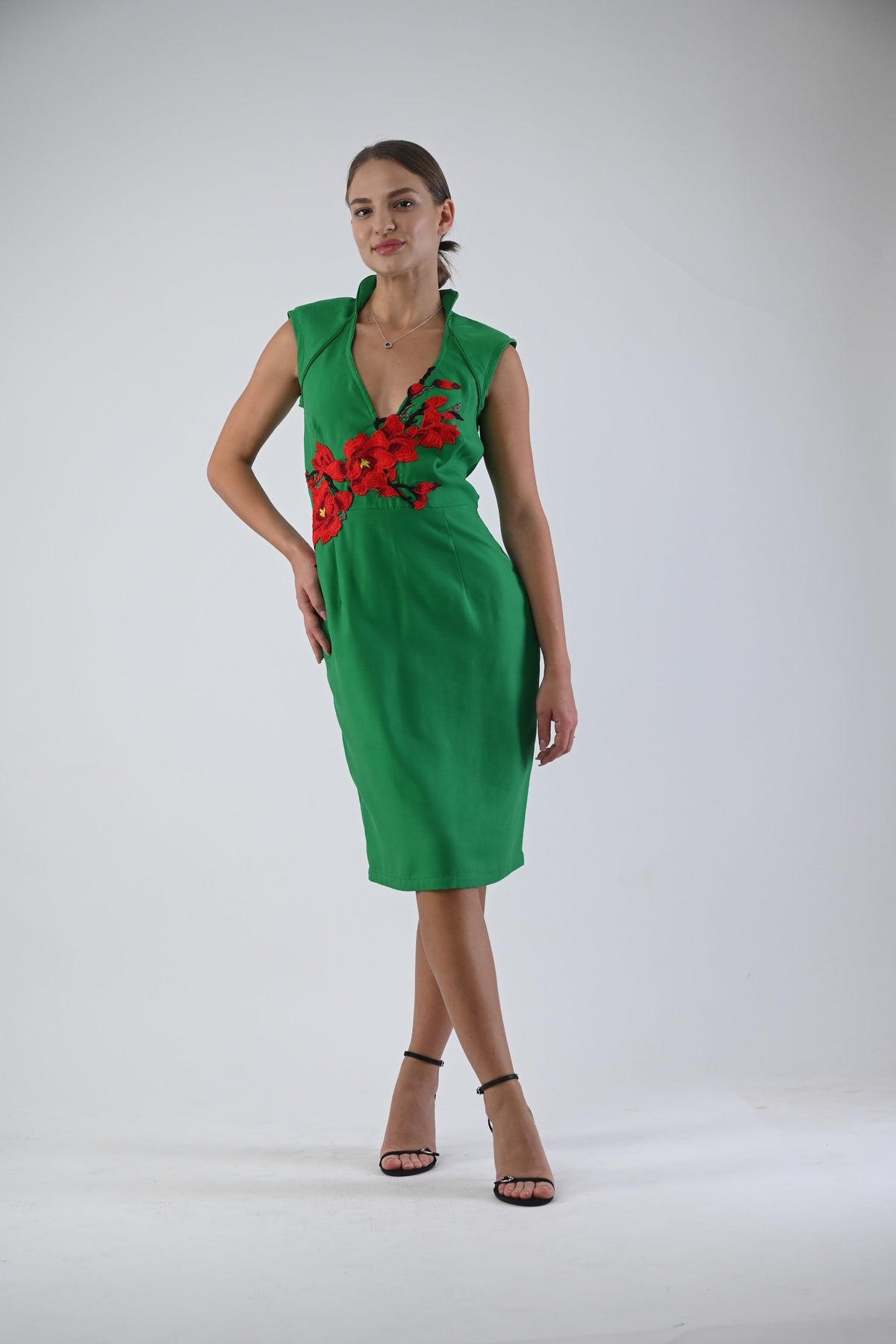 Grass Dress with handcrafted flowers