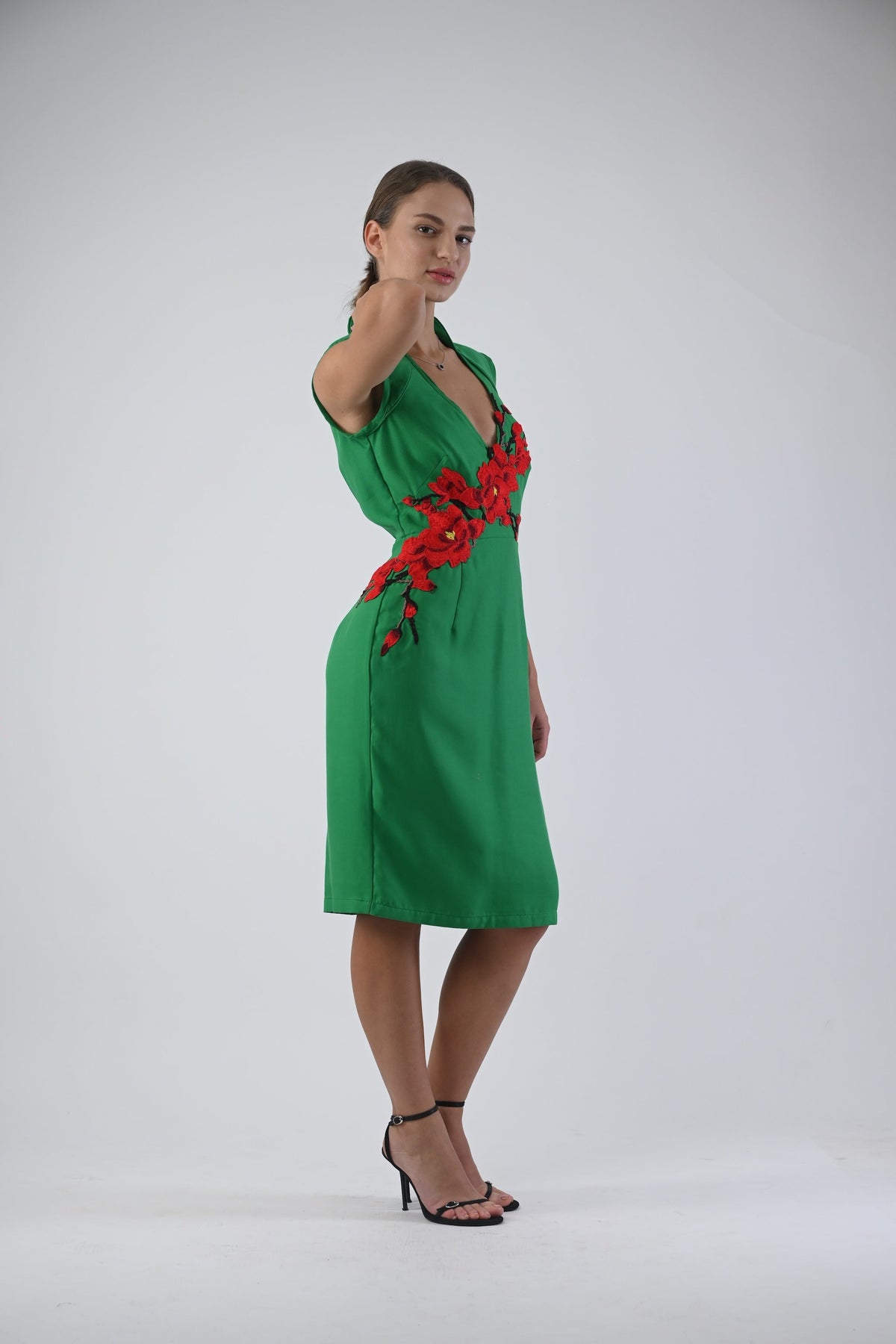 Grass Dress with handcrafted flowers