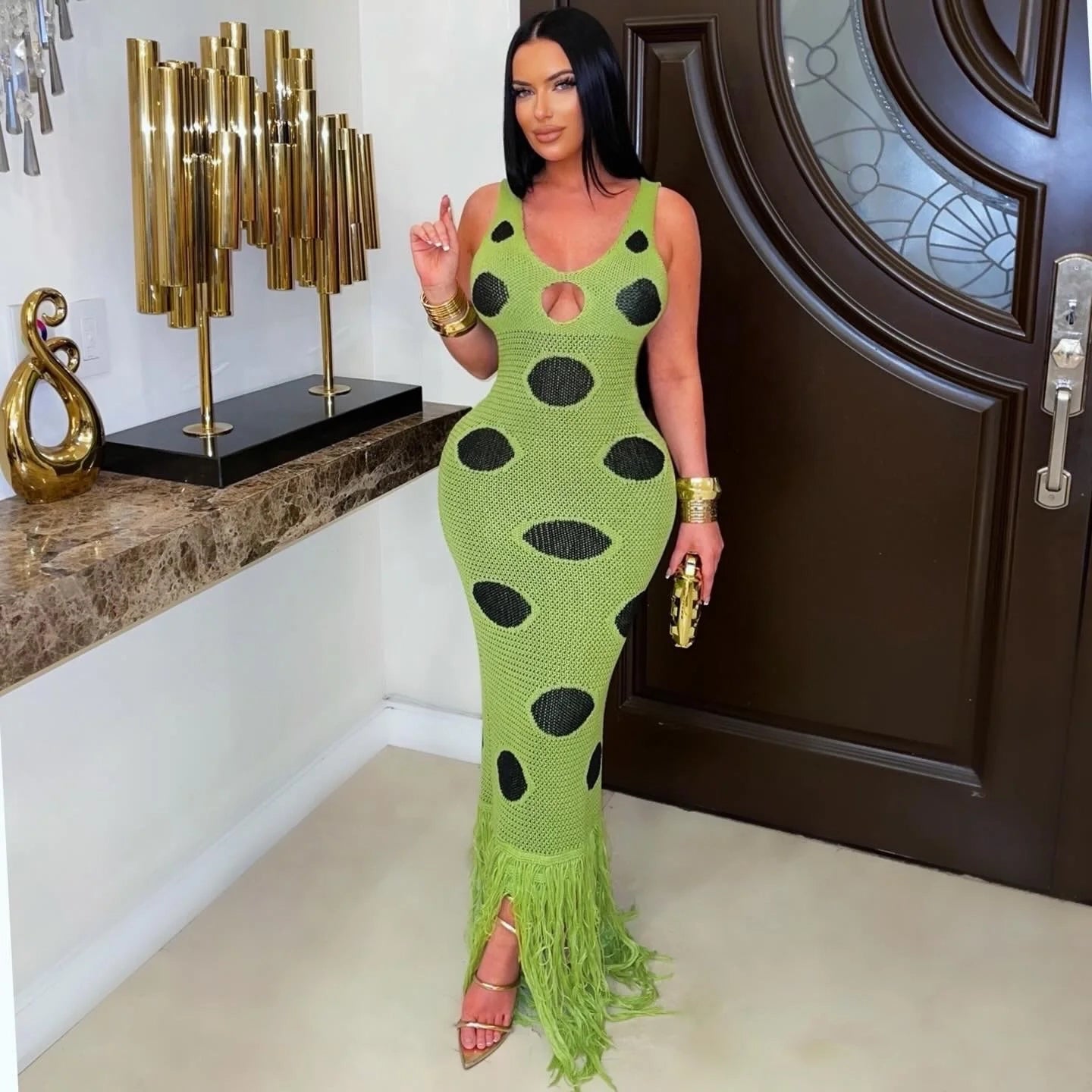green dress with black polka dots Buy Love & Roses Green Polka Dot Scallop Detail Pleated Midi Dress from Next USA