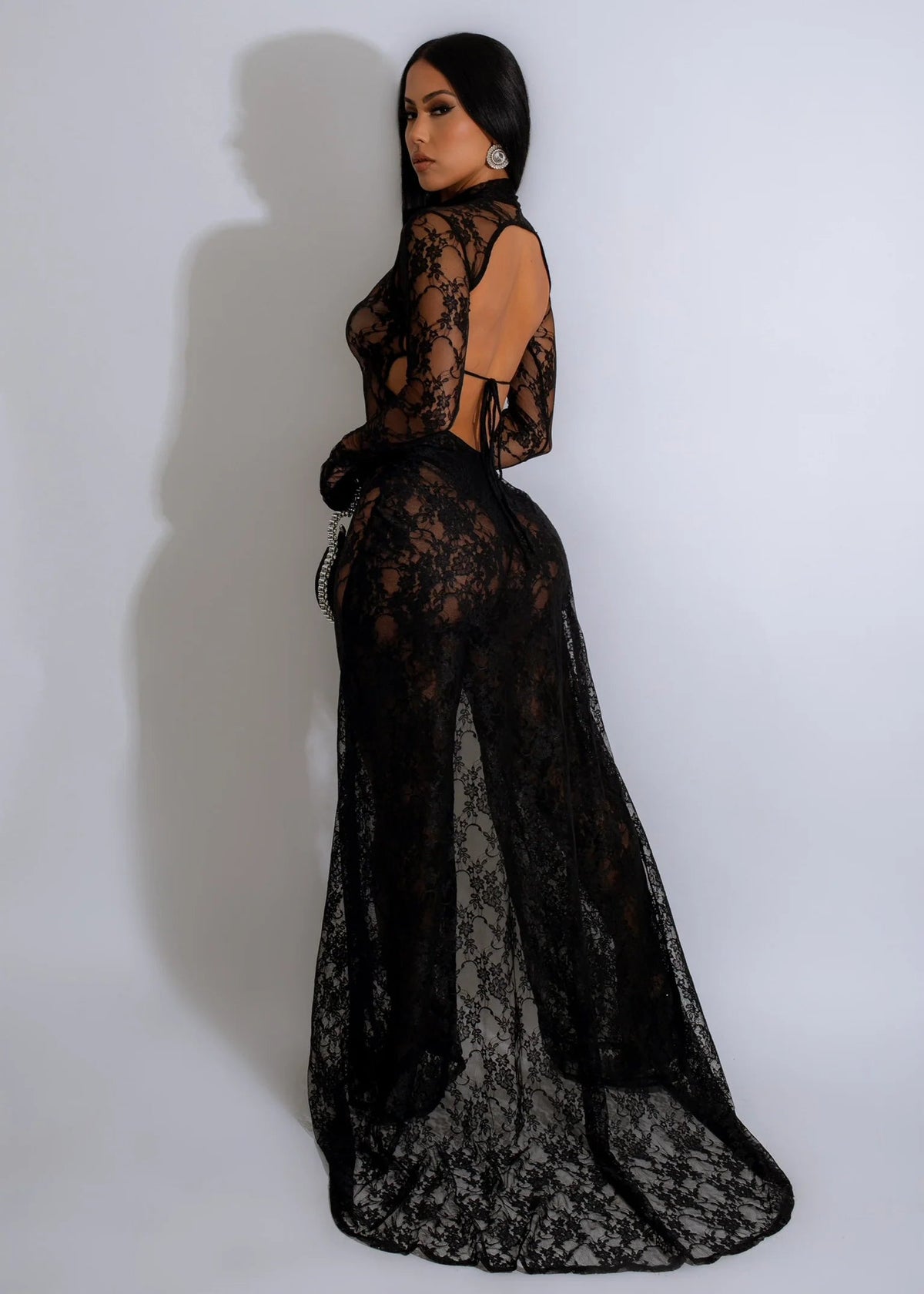 Sexy Lace Part Jumpsuit Maxi Dress