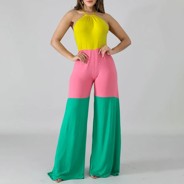 Color Block Wide Leg Jumpsuit