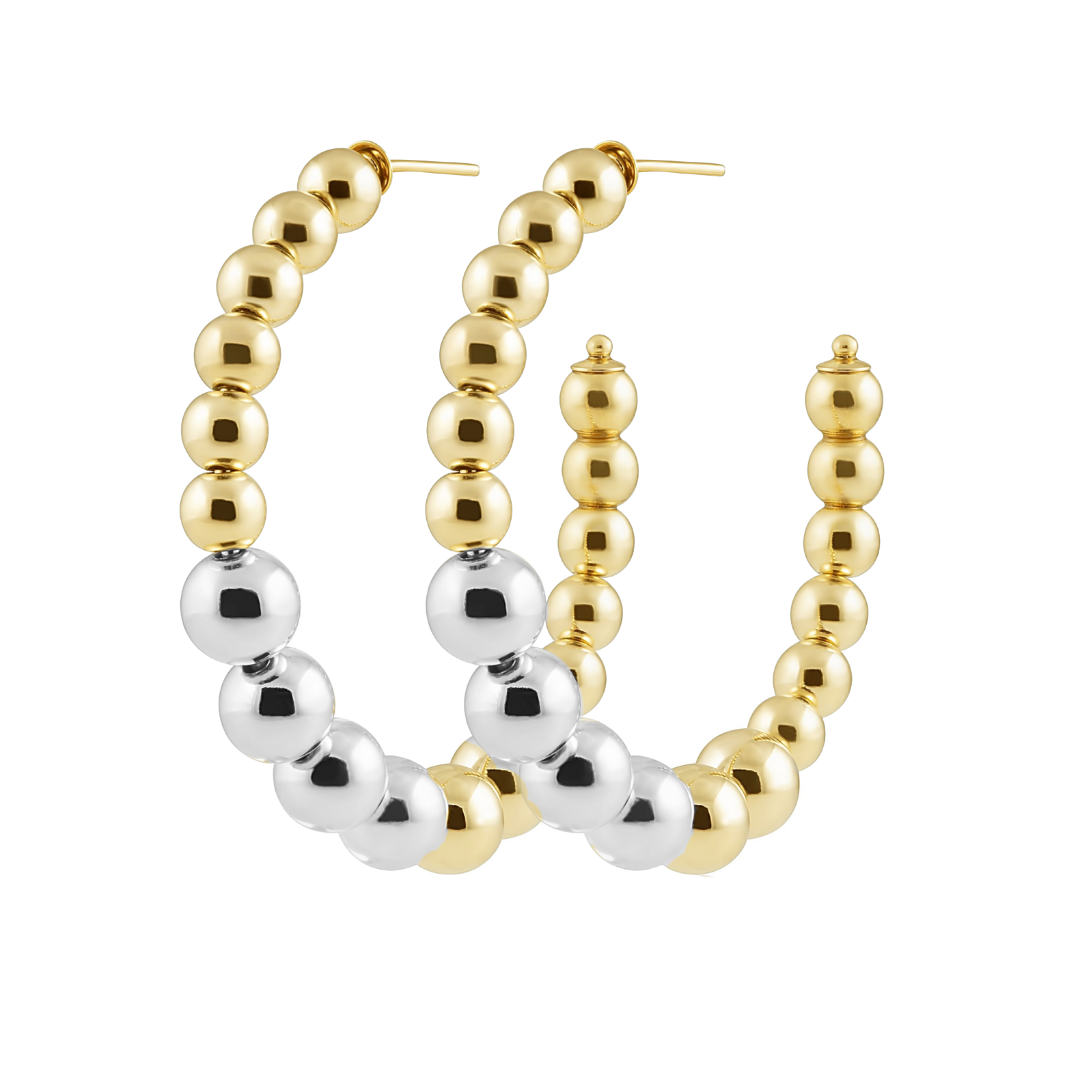Lia Two Tone Beaded Hoop Earrings