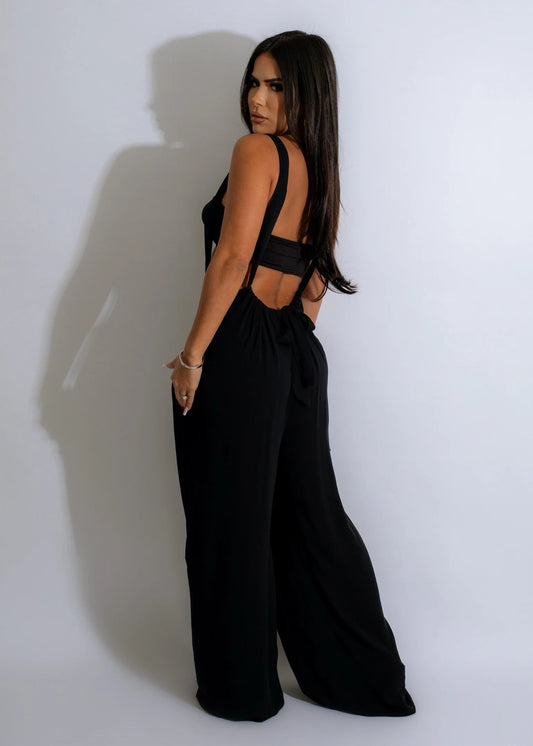 Black Loose Suspender Jumpsuit