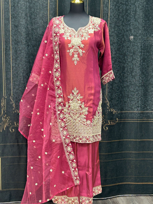 1702 - Tissue silk Plazzo suit