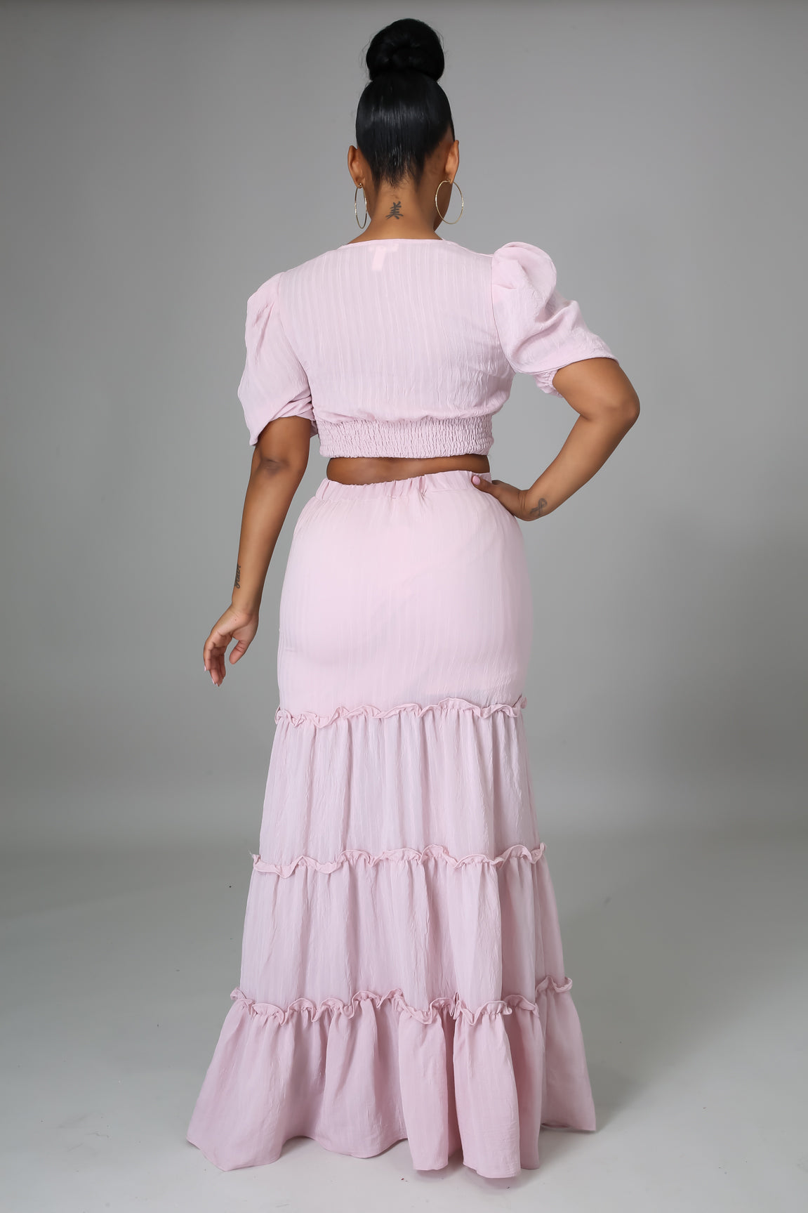 Sweet Fantasy Pink Ruffled Maxi Skirt & Top Set