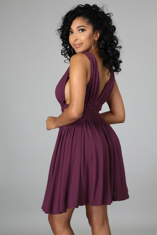 Spring Pleated Cut-Out Dress