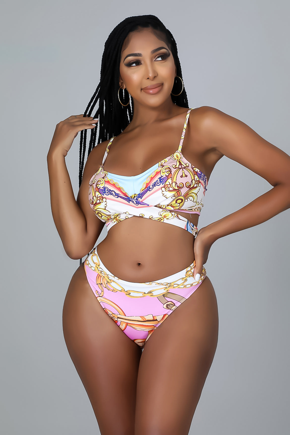 Conjunto de Biquíni de Três Peças Praia Particular