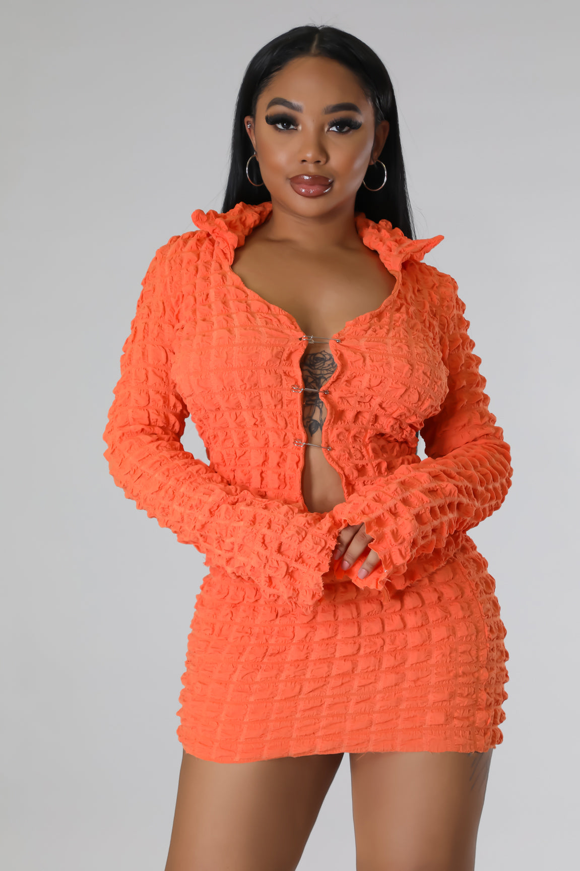 Conjunto Saia e Top Orange Poppin Bubbles