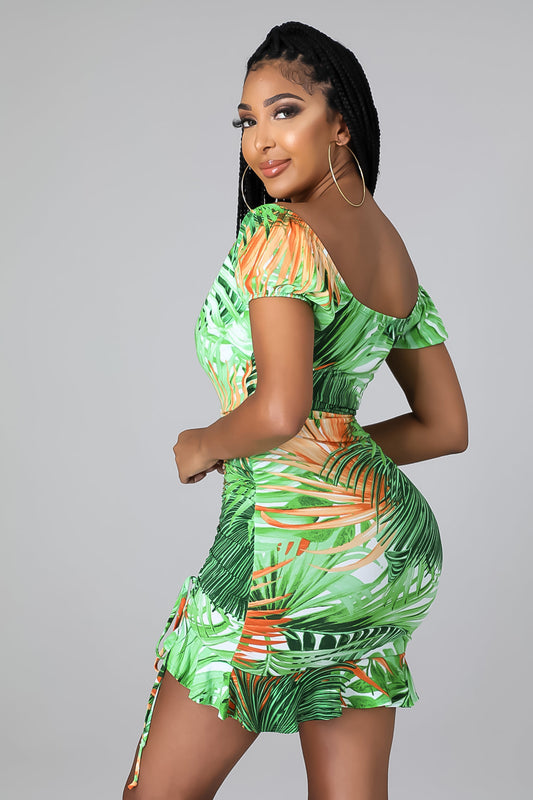 Tropical Paradise Ruched Dress