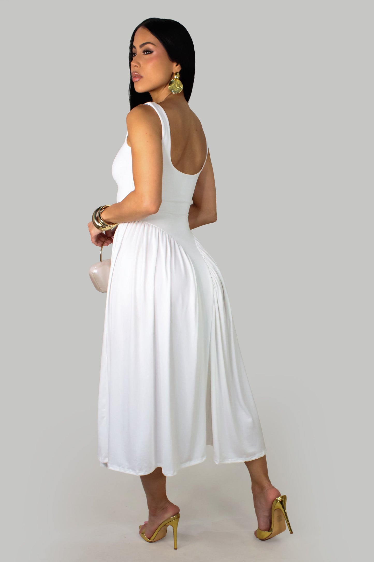 Willow Breeze Midi Dress- White