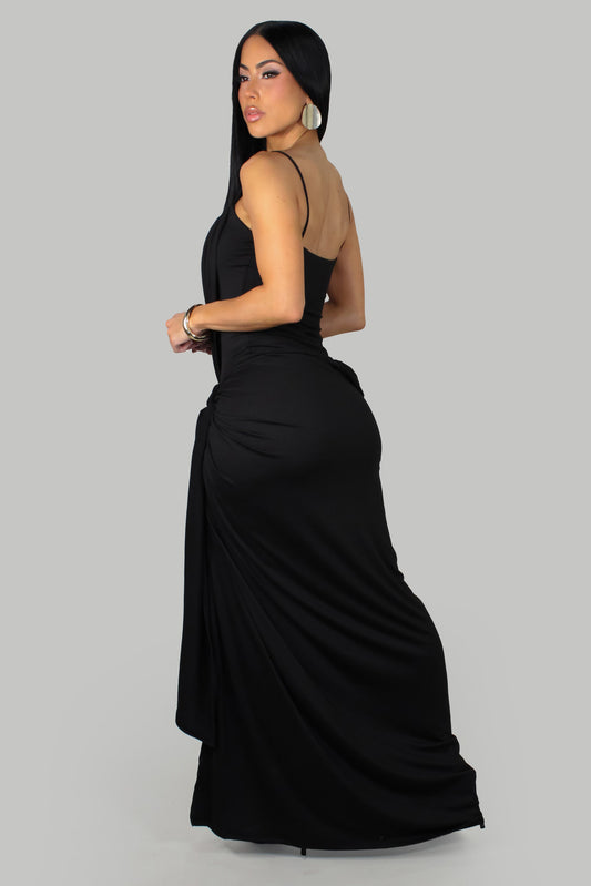 Versona Sexy Slit Maxi Dress- Black