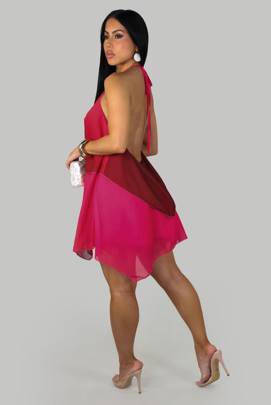 Fire Halter Chiffon Mini Dress