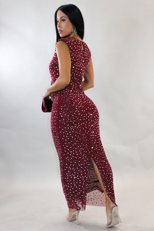 Out Shining Midi Dress- Red