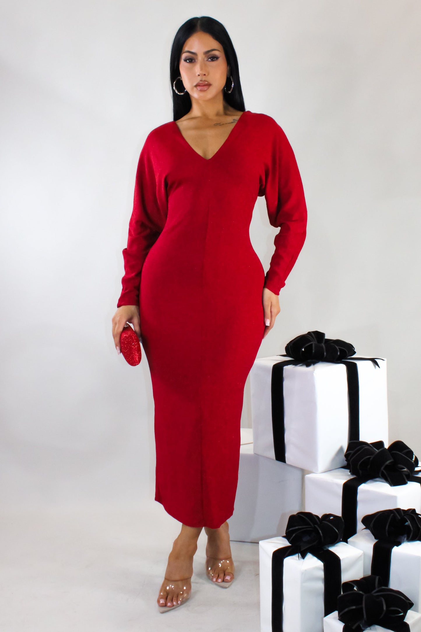 In a New Light Midi Dress- Red