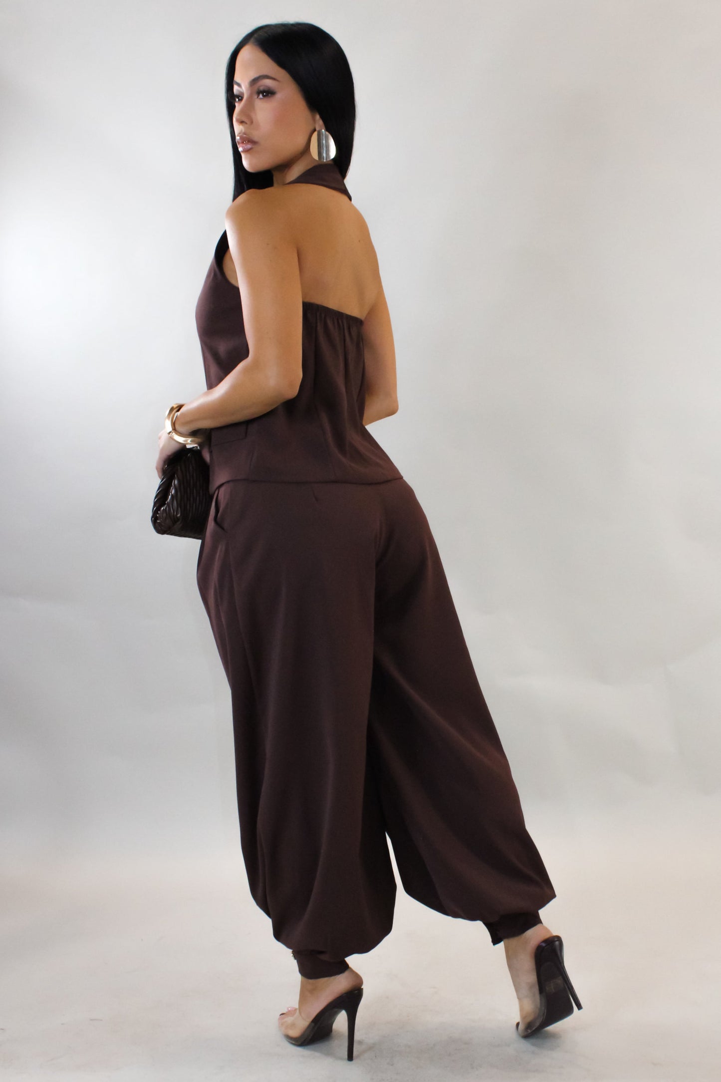 Uptown Chic Pants Set- Brown