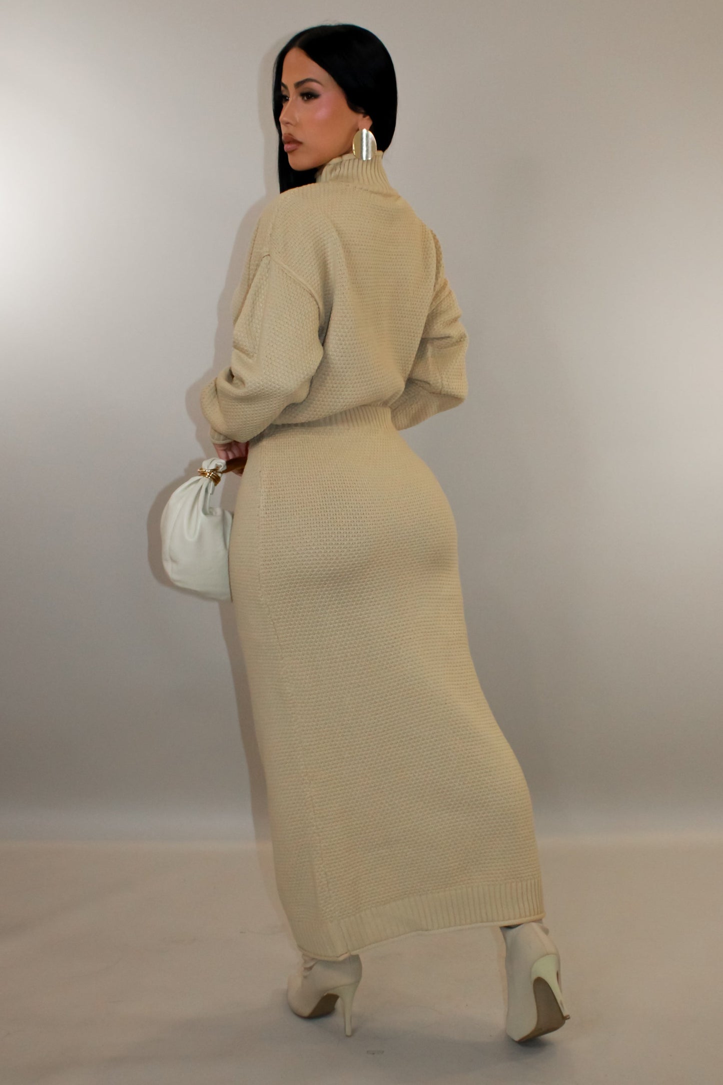 Knit Taupe Skirt Set