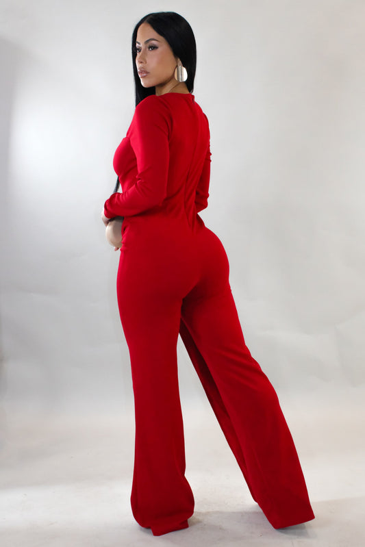 Higher Hopes Jumpsuit- Red