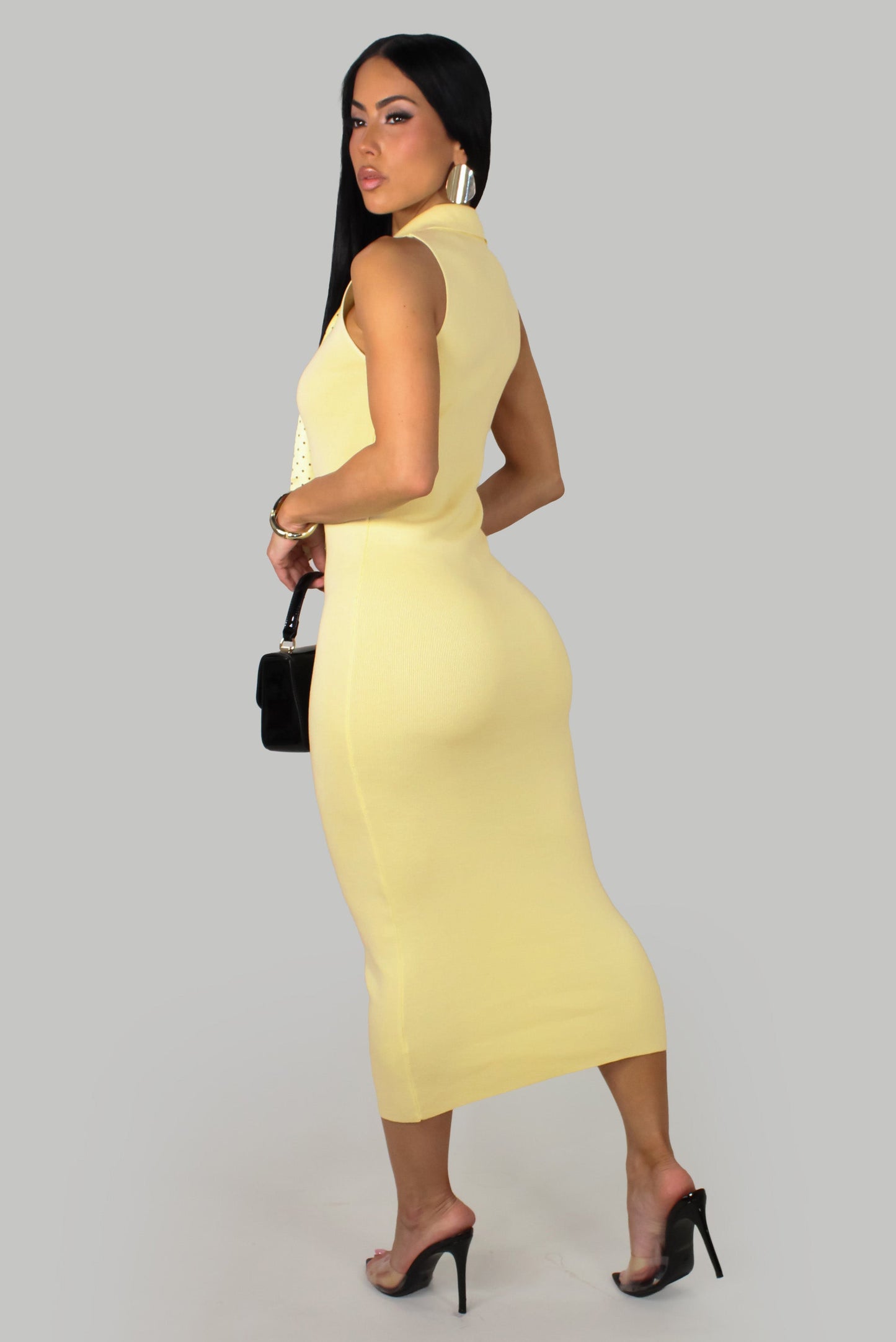 Chic Dress w/ Neck Tie- Yellow