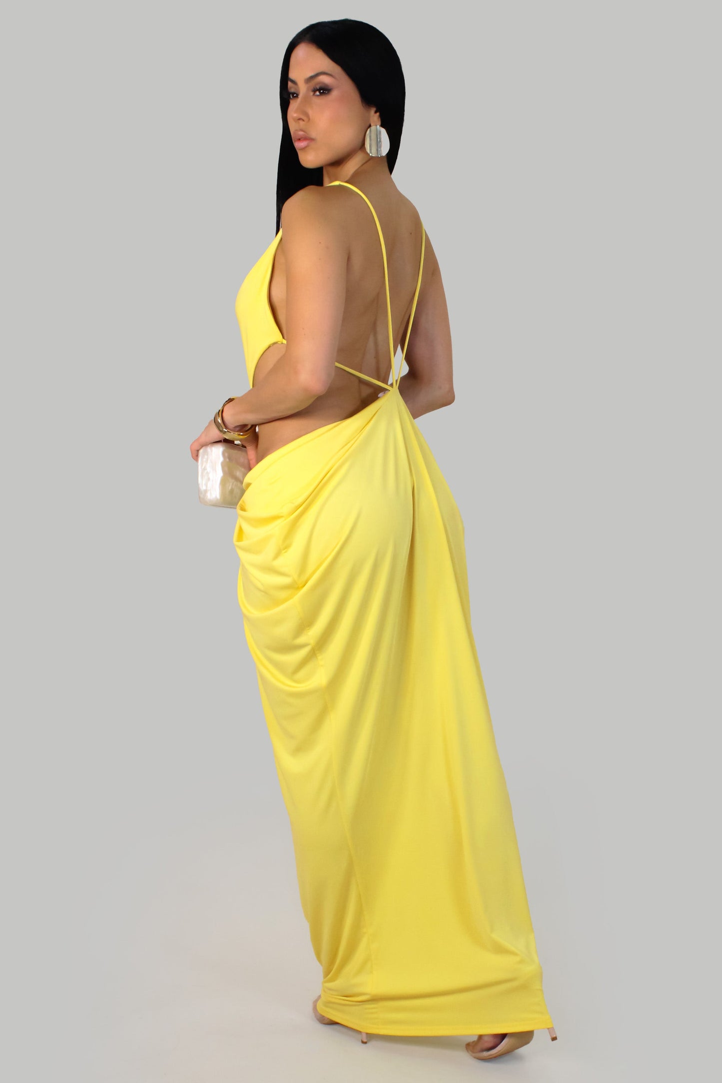 Because I'm That Bold Side Cutout Maxi Dress- Yellow