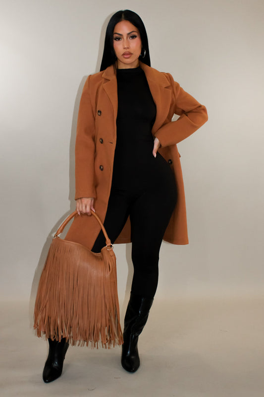 Camel Buttoned Coat