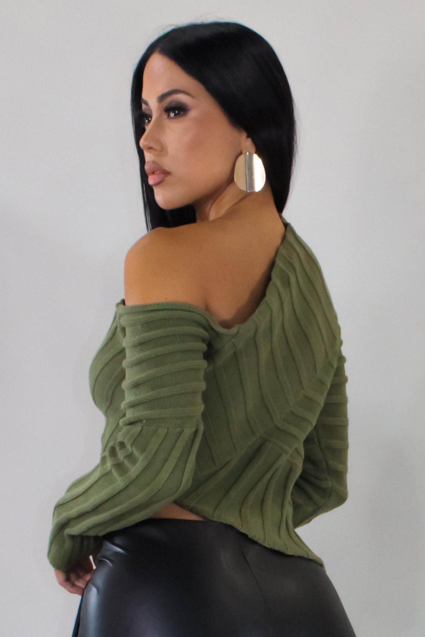 All Lined Up Asymmetrical Top- Green
