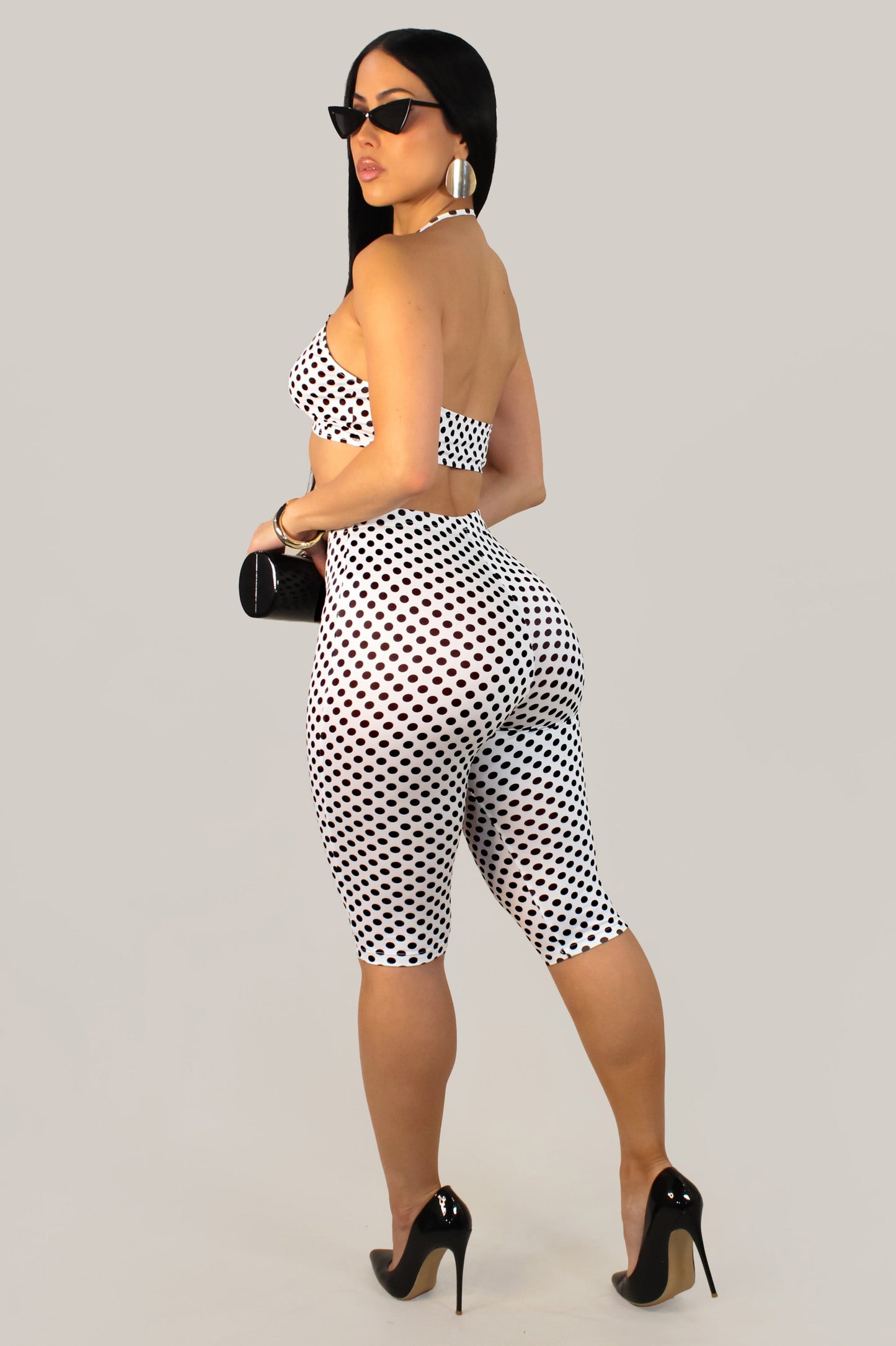 Showstopper Polka Dot Capri & Top Set- White