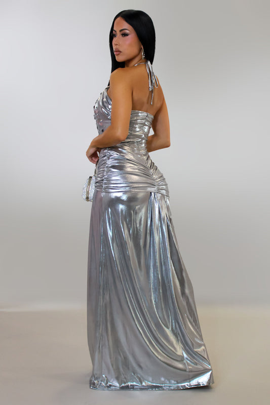 Goddess Maxi Dress- Silver